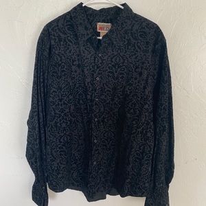 Mens Vintage Red Button Down Dress Shirt XL